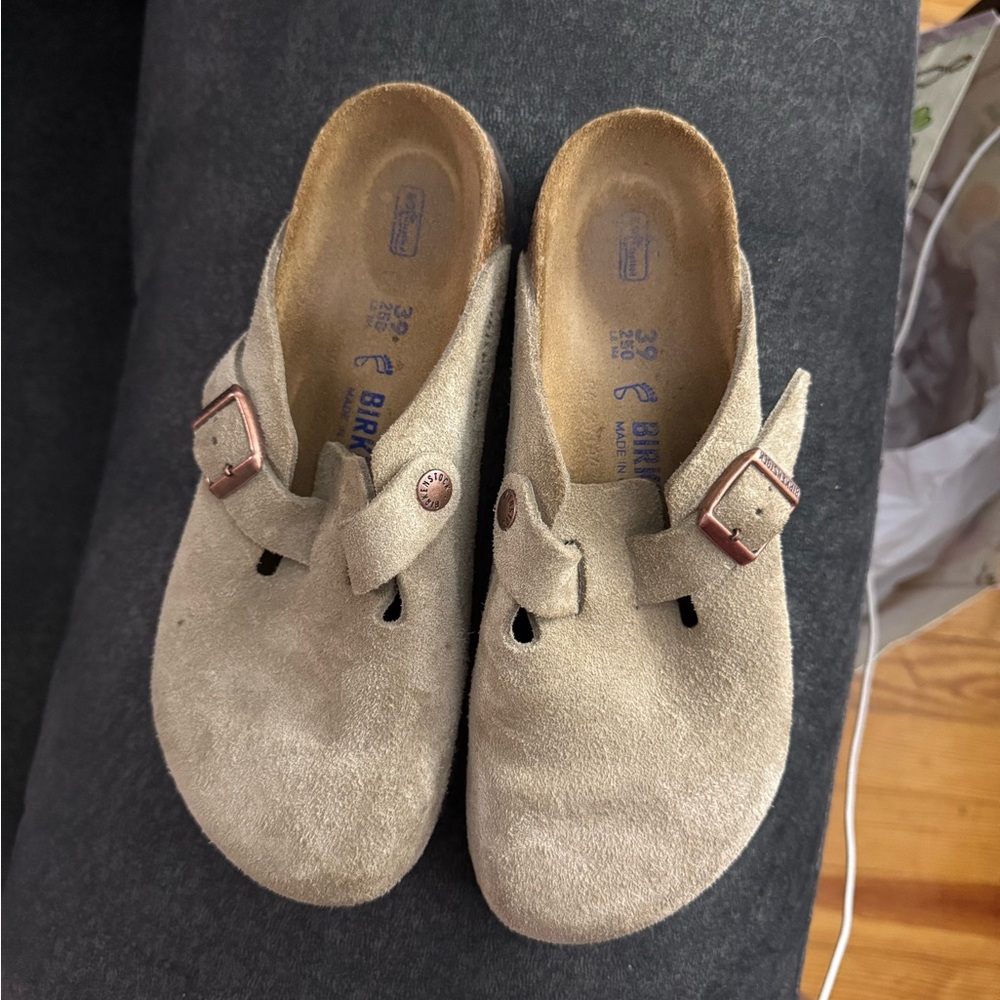 Birkenstock Boston Suede Clogs - Taupe - Size 39